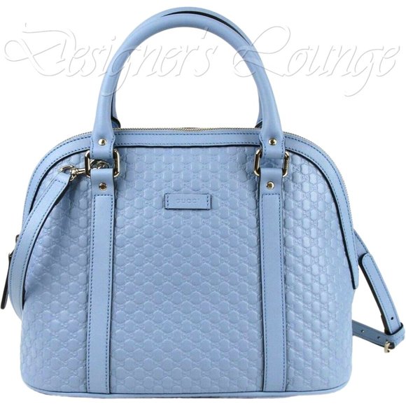 SOLD! NEW GUCCI Micro Guccissima GG BREE  Blue Leather MEDIUM Dome Crossbody Bag - Picture 6 of 15